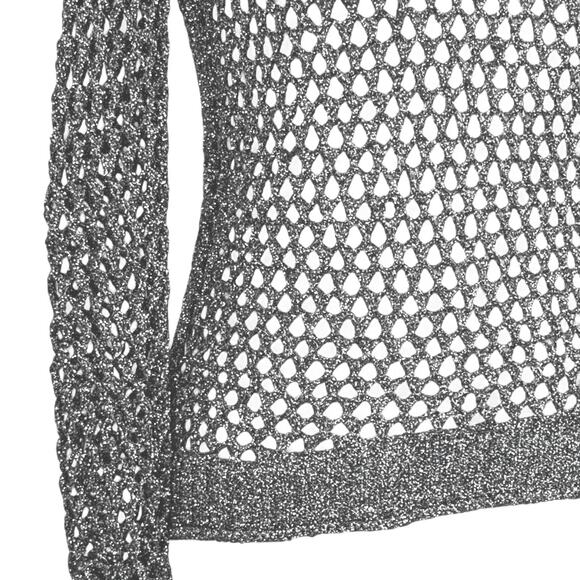 Denim & Supply Ralph Lauren Metallic Open Knit Crochet Sweater Fishnet Mobwife S - Picture 4 of 9
